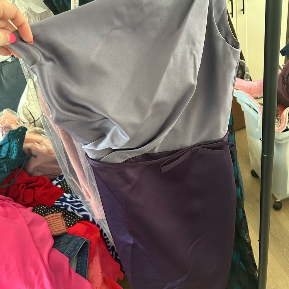 Alfred Angelo Asymmetrical Dress in Lavender and Deep Purple